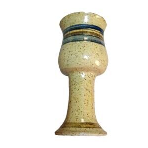 Studio Art Pottery Set of 4 Goblets speckled striped stonewear